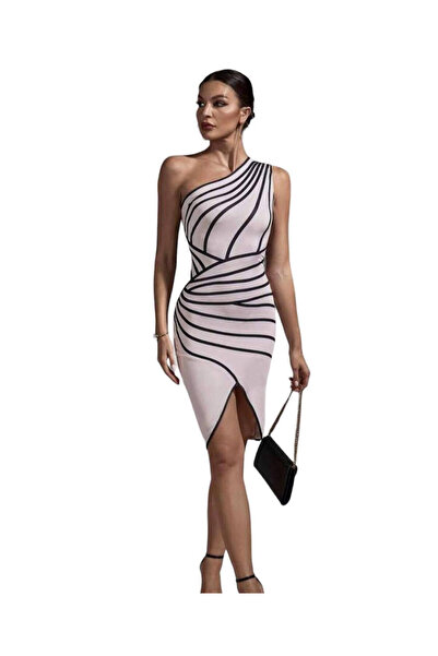 Woman's Fashion Καλοκαιρινό Μίντι Βραδινό Φόρεμα Ροζ