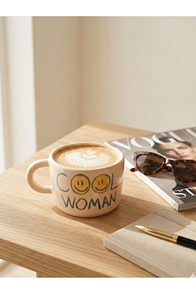 woness studio El yapımı cool Woman geniş seramik kupa