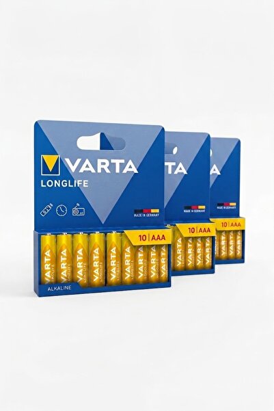 Varta Longlife AAA Alkalin İnce Kalem Pil LR3, 30'lu Paket