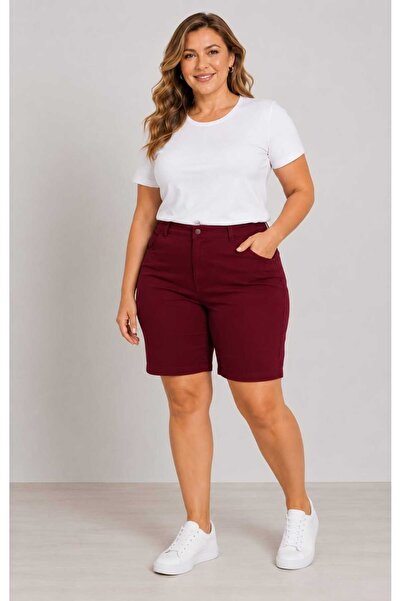 tailorfit jeans Kadın Şort Büyük Beden Koton Yazlık Yüksek Bel