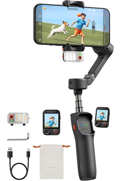 Hohem مثبت جيمبال iSteady V3 Ultra للآيفون، مع تتبع ذكي وإضاءة، شاشة ملونة با...