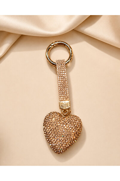 Kumru Studio Heart and Stone Luxury Bag Charm – Gold Crystal Bag Charm
