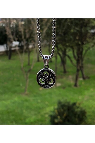 Viking Mini İskandinav Triquetra Fenrir Pusula Runik Tasarım 316L Paslanmaz &...