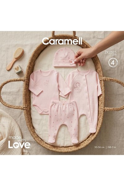 ALTINTAŞ BABY Caramell Special Box with Love Bunny Jumpsuit Set of 4 Zk2525