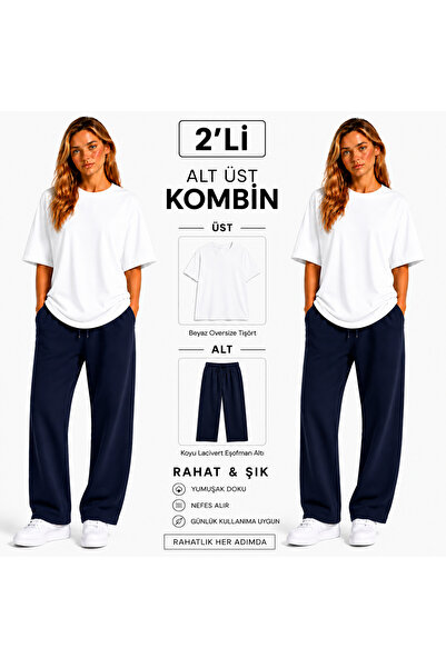 JULİA MODA طقم سروال رياضي نسائي مكون من قطعتين، مزيج من الأقمشة الخفيفة والق...
