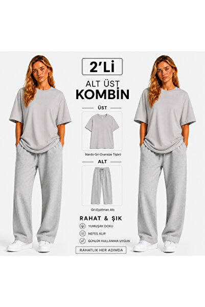 JULİA MODA طقم سروال رياضي نسائي مكون من قطعتين، مزيج من الأقمشة الخفيفة والق...
