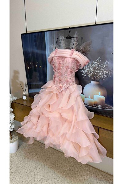 To Be Red and Flesh-Colored Dress for Girls Evening Party