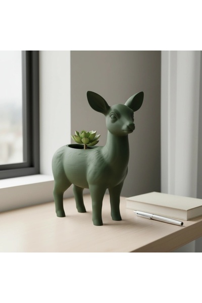 OEM Ghiveci decorativ Caprioara pentru plante mici, imprimat 3D - Olive green...