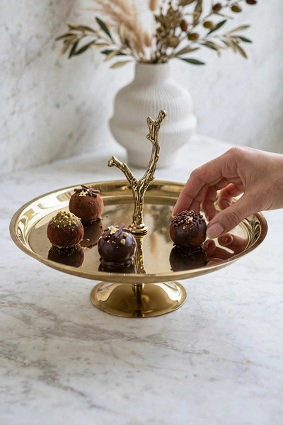 ÖZBURAK Elora Gold Steel Stand for Cakes, Cookies, Desserts & Presentation; D...
