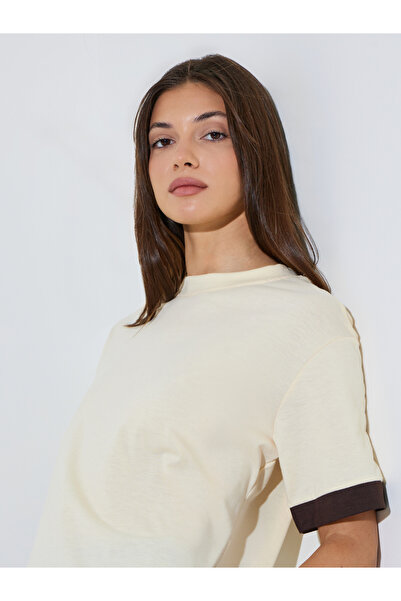 Styli Beige Relaxed Fit Crew Neck T-Shirt