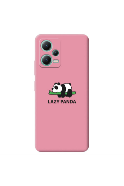 Other Xiaomi Redmi Note 12 Pro 5G Lazy panda Pink Colored Silicone TPU Θήκη