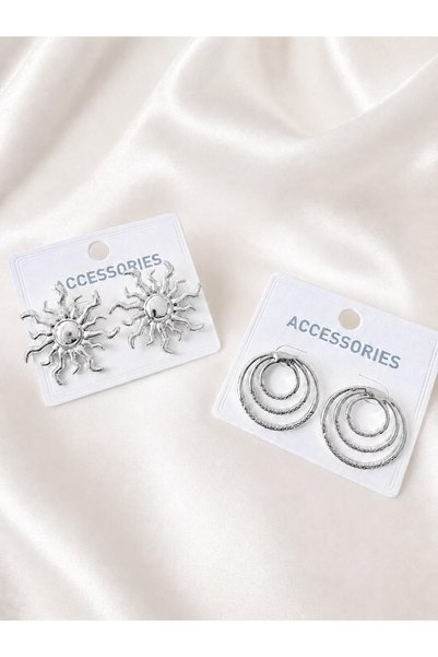 İlraysa 2 Pairs Earrings Set Trendy Earrings