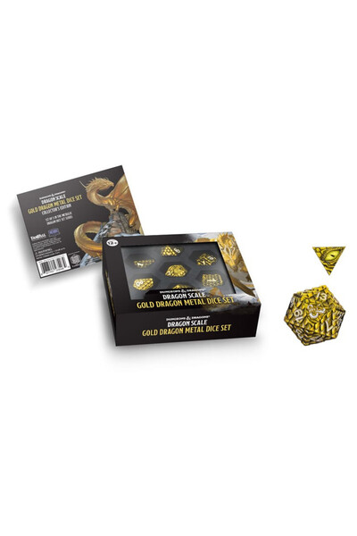 FanRoll Set de zaruri metalice premium Dungeons & Dragons Solzi de Dragon Aur...