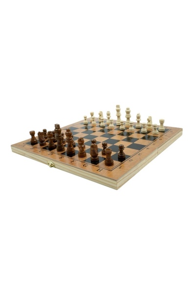 MC Micostore Joc 3 σε 1 - Παζλ Sah, Dame και Table - CNX, χαριτωμένο καφέ ξύλ...