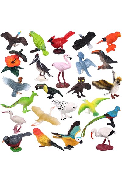 Baby Planet 4 Pieces Realistic Bird Figurines, Small Bird Figures, Plastic Ea...