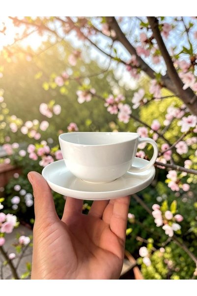 ALBETTO 6 Kişilik Porselen Çay Fincanı Beyaz 220ml