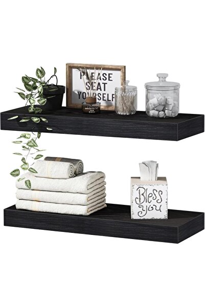 Arabest Wall Shelves,2 Pack Floating Rustic Wooden Decor Storage,for Living R...