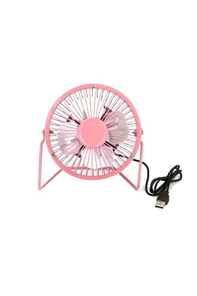 Fokelyi Mini ventilator portabil, Fokelyi, metalic, rotund, roz, USB