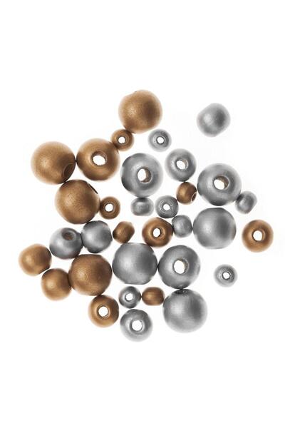OEM Dalprint dpCraft – Margele din lemn, bile metalice 30 buc. auriu/argintiu