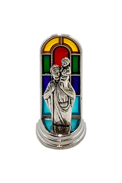 OEM Figurină Sacrua Sfântul Cristofor cu vitraliu pentru mașină 6,5 cm