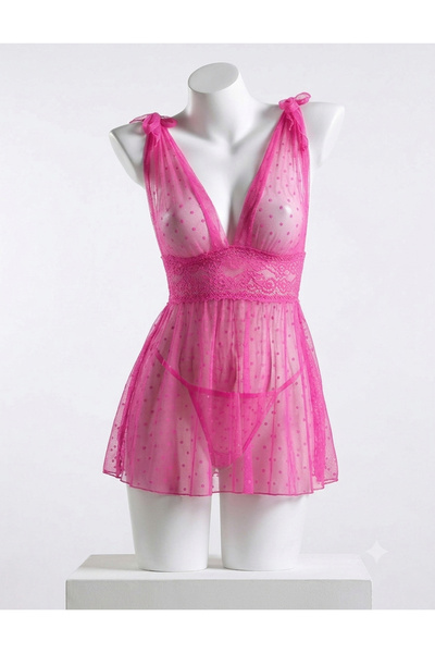 Sthxyfaith Womens Babydoll Sexy Lingerie Polka Dots Mesh Chemise Plus Size Ni...