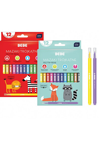OEM Mazaki/markere INTERDRUK Bebe, triunghiulari, lavabile, Multicolor, 12 buc