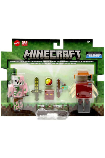OEM Figurina Mattel Minecraft Core 2 Pack Zombified Piglin & Minecraft Stride...
