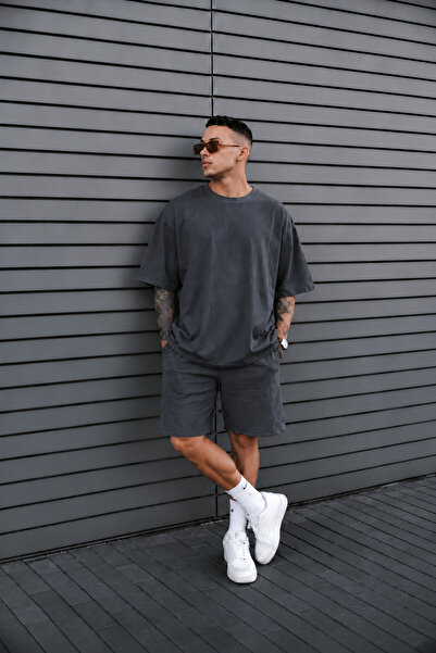 BayBayan Men's Short Sleeve Flexible Summer Shorts Set