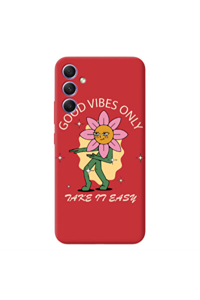 Other Samsung A15 5G Good Vibes Only Red Colored Silicone TPU Θήκη