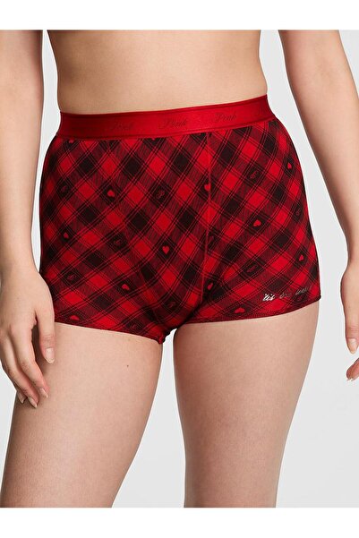 PINK Logolu Pamuklu Yüksek Bel Boyshort Külot