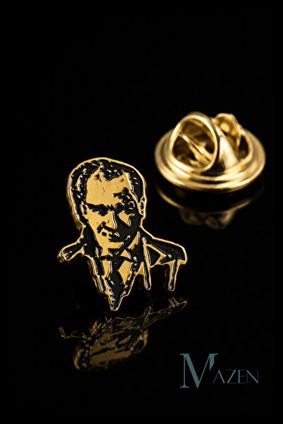 MAZEN Atatürk Silüet Gold Yaka Rozeti Metal Kıyafet Rozeti Ceket Çanta Şapka ...