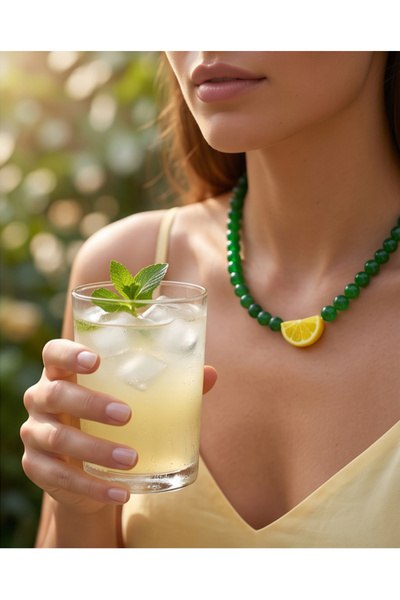 Kiraz Accessory Lime Glow Kadın Doğal Taş Kolye