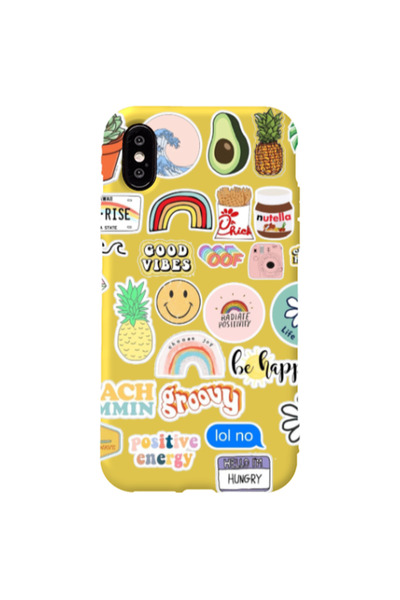 Other Apple iPhone Xs Good vibes Yellow Colored Silicone TPU Θήκη