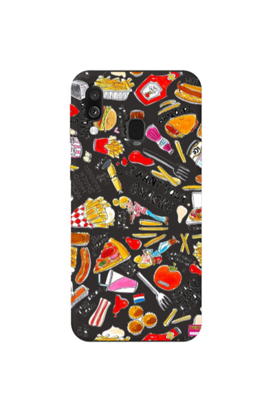 Other Samsung A40 Snack attack Black Colored Silicone TPU Θήκη