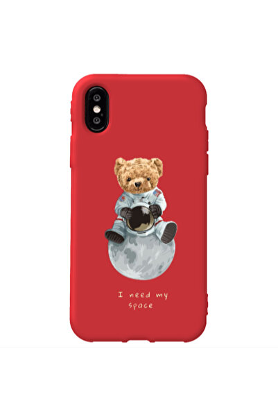 Other Apple iPhone Xs Bear in space Red Colored Silicone TPU Θήκη