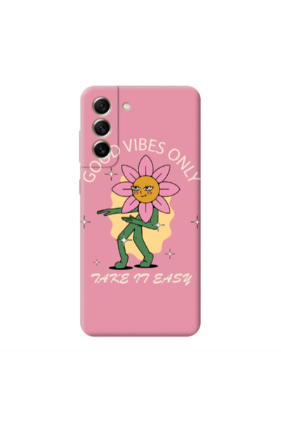 Other Samsung S22 Good Vibes Only Pink Colored Silicone TPU Θήκη