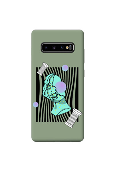 Other Samsung S10 Columns Light Green Colored Silicone TPU Θήκη