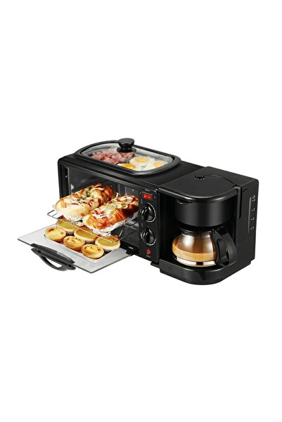 NEXTLY Cuptor multifuncțional 3-în-1 cu aparat de cafea, 12L, 2800W, Negru