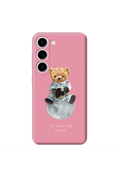 Other Samsung S24 Bear in space Pink Colored Silicone TPU Θήκη