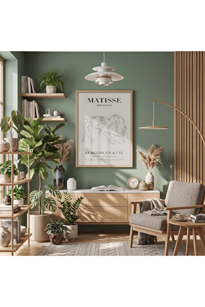 KOLAJTASARIM Matisse Dance Line Art Tablou înrămat din lemn natural Artă pent...