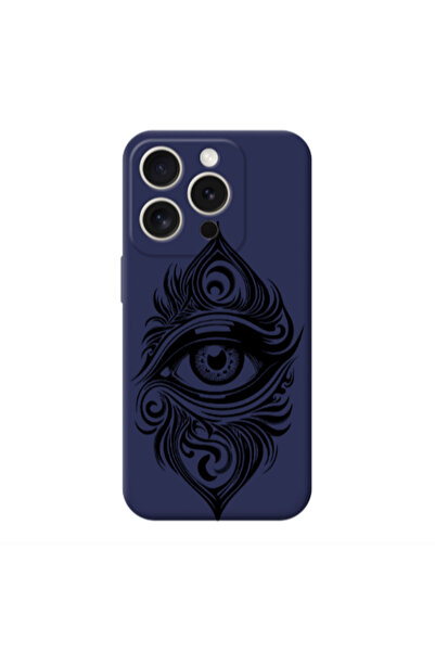 Other Apple iPhone 15 Pro Max Eye patterned drawing Dark blue Colored Silicon...