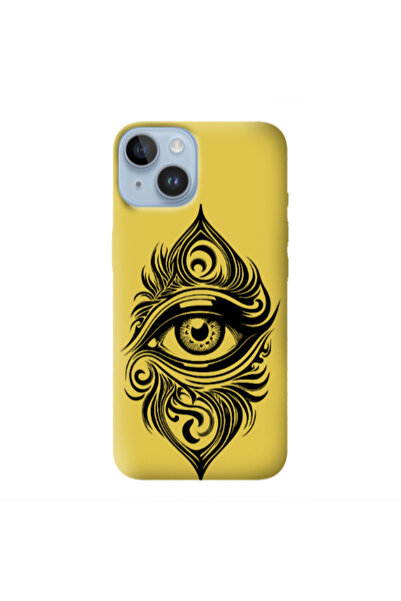 Other Apple iPhone 14 Plus Eye patterned drawing Yellow Colored Silicone TPU ...