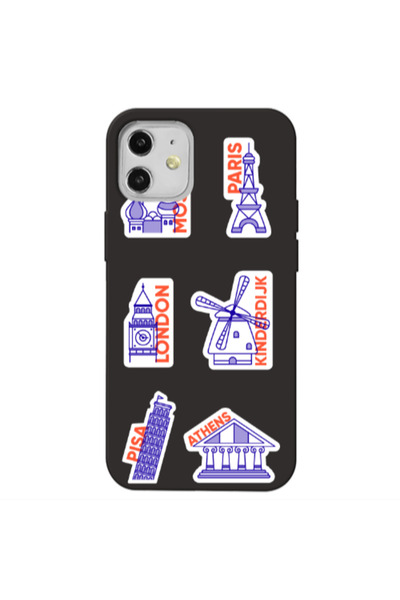 Other Apple iPhone 12 Pisa Athens Black Colored Silicone TPU Θήκη