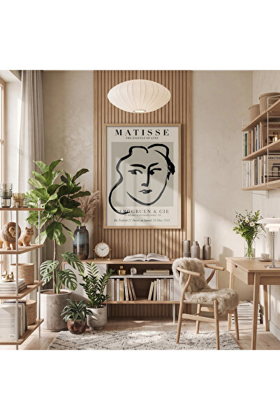 KOLAJTASARIM Matisse Line Art Tablou înrămat cu lemn natural pentru interior,...