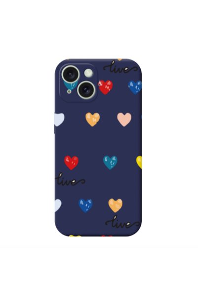 Other Apple iPhone 15 Plus Heart Lives Dark blue Colored Silicone TPU Θήκη