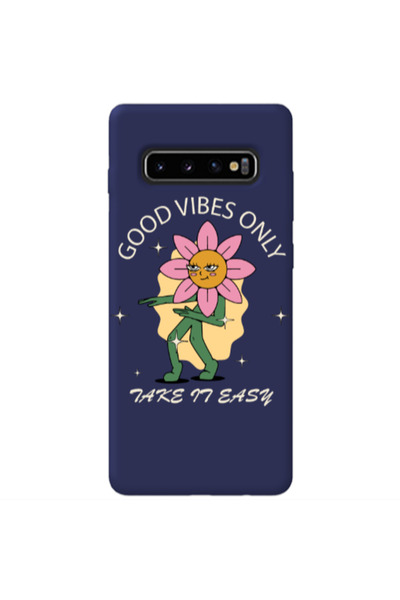 Other Samsung S10 Good Vibes Only Dark blue Colored Silicone TPU Θήκη