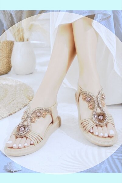 Castle Black Royal Black Stone Detailed Women's Sandals