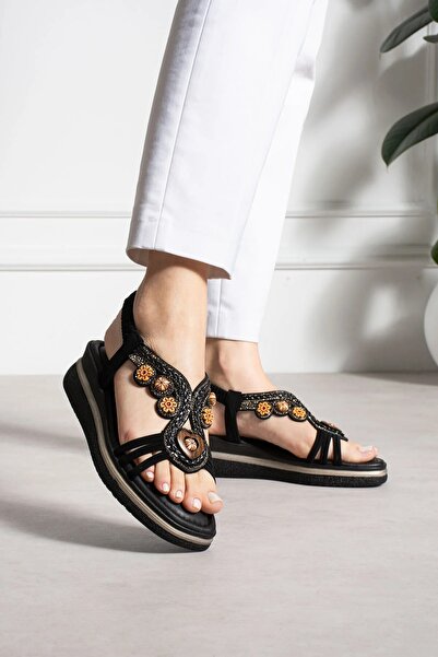 Castle Black Ac001547 High-Sole Comfortable Stone Sandals
