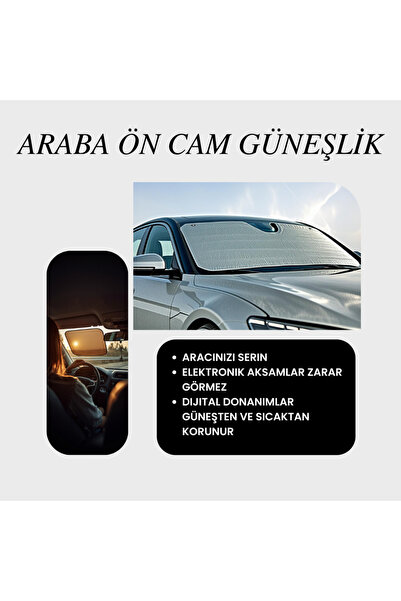 FIESSE Parasolar pentru parbriz auto, folie de aluminiu, protecție UV, pliabi...