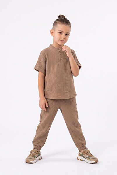 Mnk Baby&Kids Pamučna muslin tkanina, letnje duge pantalone, kratki rukavi, l...